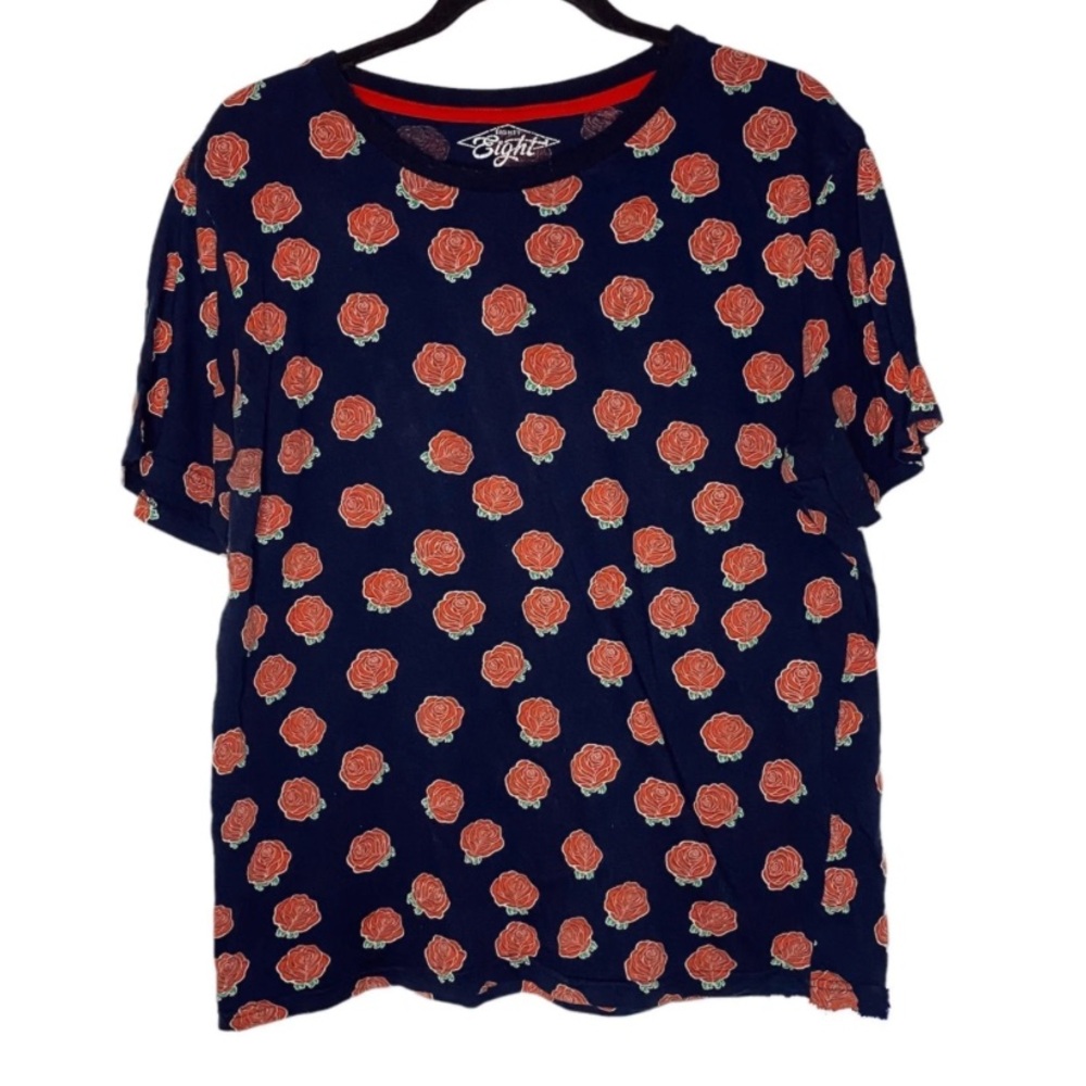 Eighty eight Blue Red Rose Graphic Tee Stylish T-Shirt Spring shirt Floral - Picture 2 of 6